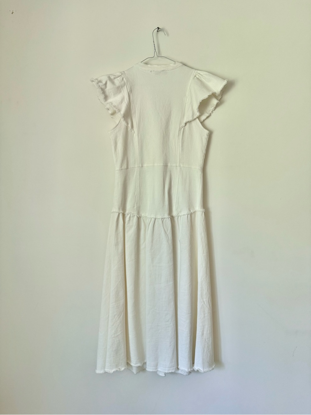 En Saison White Button-Down Denim Dress with Flutter Cap Sleeves SZ.S - Picture 3 of 6
